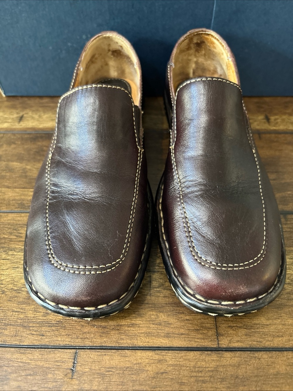 Born W3572 Women's Brown Leather Comfort Slip On Loafers Clogs Size US 6.5